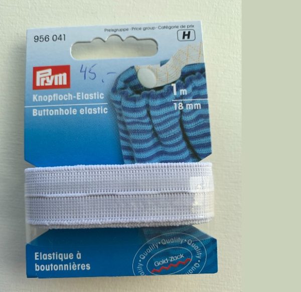 Knapphullstrikk, hvit 1m